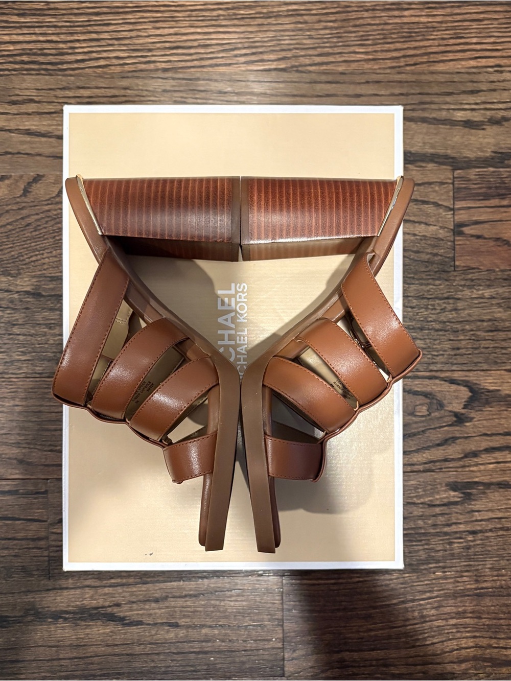 Michael Kors Brown Strappy Slide Sandals with Side Buckle - Picture 5 of 8
